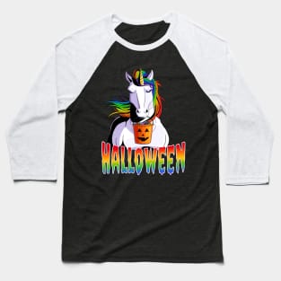 Unicorn Happy Halloween Baseball T-Shirt